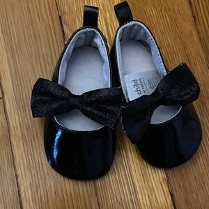Child of Mine Shiny Black Bow Dress Shoes